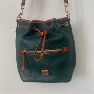 Dooney & Bourke Green and Brown Leather Shoulder Bag
